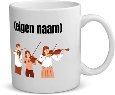 Akyol - 3 mensen met violen koffiemok - theemok - Viool - muziek liefhebbers - met eigen naam - de echte viool liefhebber - cadeau - kado - 350 ML inhoud