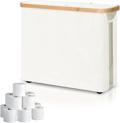 Toiletpapier opslag met deksel en kijkvenster - Organizer voor 8-12 rollen wc-papier - Beige kleur