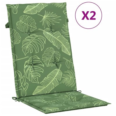 vidaXL - Stoelkussens - 2 - st - hoge - rug - bladpatroon - stof