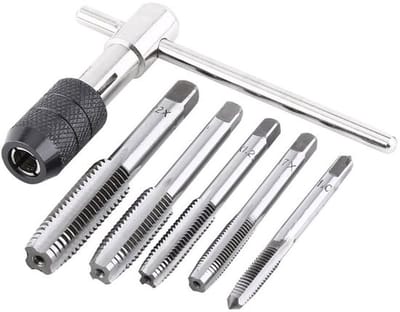Tapset 6 Stuks - T-vormige Sleutel - Draad Tappen - Roestvrij Staal - Precisie Gereedschap - M6 tot M12 - Draad Tap