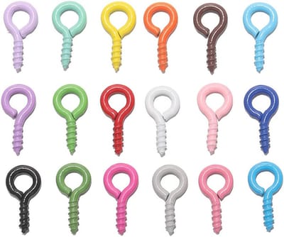 300 Stks Kleurrijke Mini Schroef Oogspelden Kit Kleine Schroef Oogspelden Haken Zelftappende Oogjes Mini Schroef Oog Bails voor Sieraden Maken Bevindingen DIY Ambachten 5x10mm