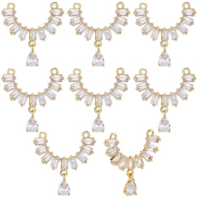 1 doos 8pcs Kubic Zirconia Connector Charms 18k goud vergelaten U vormige kristallelinks Charm voor juweliersmaken armband halsband DIY ambachtels