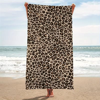Mode Luipaardprint Strandlaken Geniet van Romantische Strandmomenten Sneldrogend Zacht Superabsorberend Microvezel Badhanddoek Strand 130x80cm