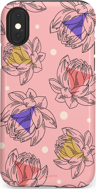 Casetastic Hoesje Geschikt voor Apple iPhone X/Xs - Stijlvolle Beschermende Duo-layer Case - Bloemen Pastel Roze