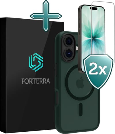 Hoesje Met 2x Screenprotector - Geschikt voor Apple iPhone 17 - Magsafe Compatible - Sterk & Shockproof - Shock Proof Case - Back Cover - Telefoon Hoes - Donkergroen