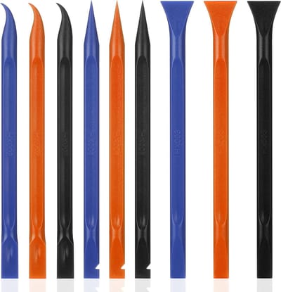 Schrapers, multifunctionele koolstofvezel kunststof schraper, krasvrij keukenschraaier, schoonmaakpen voor krappe ruimtes, keuken, spleten, voedsel, verf (zwart+oranje+