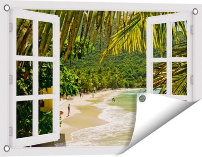Gards Tuinposter Doorkijk Laguna - 60x40 cm - Tuindoek - Tuindecoratie - Wanddecoratie buiten - Tuinschilderij