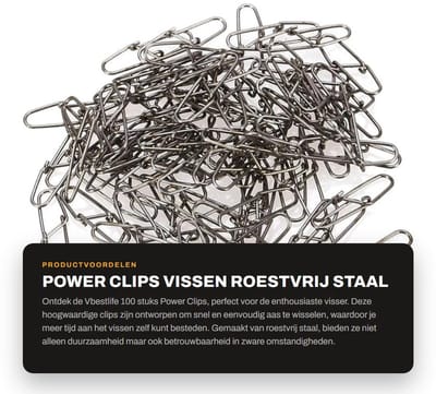 Dailygoods- Power Clips 100 stuks - Roestvrij Staal - Duurzaam - Dubbel Slot - Hoogwaardige Legering Koper - Zilver - Stevig en Schokbestendig - Visclips
