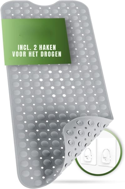 Nexvo® Badmat antislip voor in bad - Douchemat antislip voor douche - Badmat antislip - Grijs - ‎41cm x 8cm x 5cm