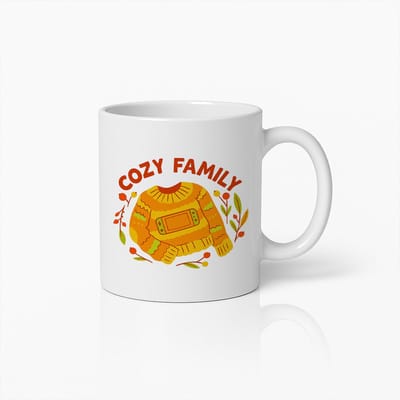 Cozy Family Mok 330ml – Warme Herfst Koffiebeker met Trui Ontwerp – Perfect Cadeau voor Gezellige Familie Momenten & Huiselijke Sfeer