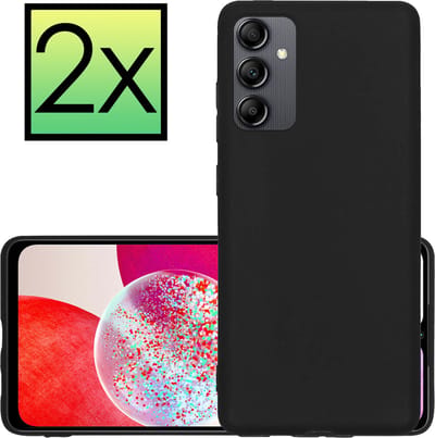 Hoesje - 2 Stuks - Geschikt voor Samsung Galaxy A14 - Sterk & Shockproof - Case Siliconen - Back Cover - Telefoon Hoes - Zwart
