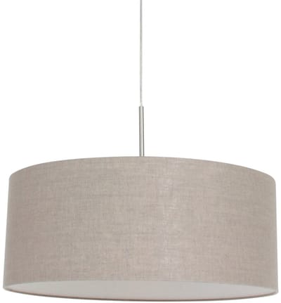 Staalkleurige hanglamp Sparkled Light 9890ST met grijs linnen kap 50cm diameter - Steinhauer, hoogte instelbaar, metalen en textiele constructie voor binnengebruik