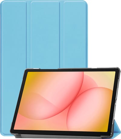 Hoesje - Geschikt voor Samsung Galaxy Tab A11 Plus - Dun & Stevig - Trifold Bookcase - Hard Cover - Hardcover Book Case - Tablet Hoes - Lichtblauw