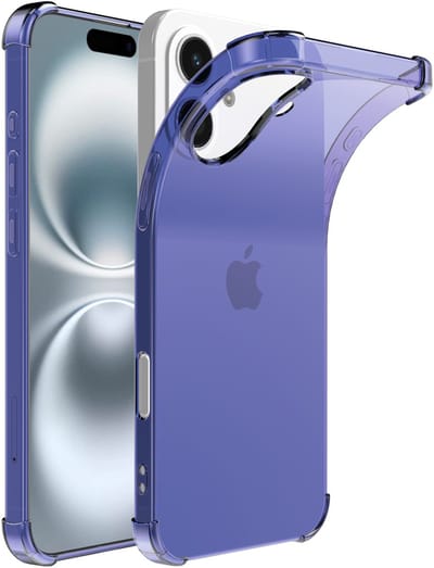 Smartphonica Telefoonhoesje Geschikt voor iPhone 16 Transparant Schokbestendig Siliconen Hoesje met Stootrand - Shockproof Back Cover Case - Donkerblauw geschikt voor iPhone 16