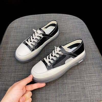 Echt Zacht Leer Witte Schoenen Dames Lente Nieuwe Platte Zool Vetersloos Instapper Sport Casual Alles-match Sneakers 39