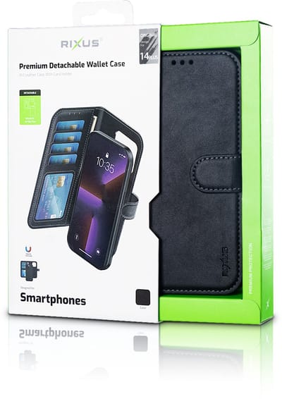 Rixus Duo Magnetic Detachable Wallet For Apple iPhone 14 Plus Black
