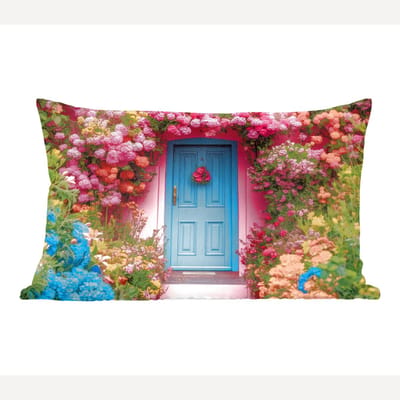Sierkussens - Kussentjes Woonkamer - 60x40 cm - Bloemen - Deur - Roze