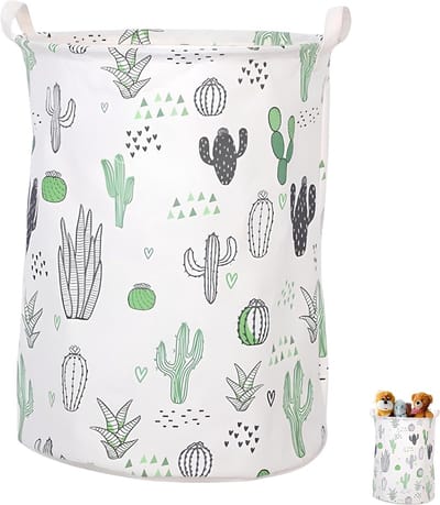 Grote Vouwbare Opbergdoos voor Kinder Speelgoed en Was, Handige Wasmand met Handvatten voor Badkamer en Woonkamer (Cactussen Patroon)