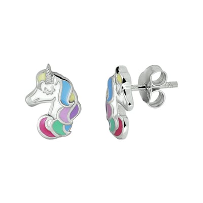 Zilver Gerhodineerd Oorknoppen Eenhoorn 1337263