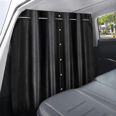 Famanu - Reiscamper gordijnen van Oxford-stof 107 × 161 cm, verduisterend en zonwerend voor auto en SUV – Zwart