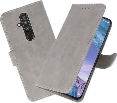 Hoesje Geschikt voor Nokia X71 - Book Case Telefoonhoesje - Kaarthouder Portemonnee Hoesje - Wallet Cases -Grijs
