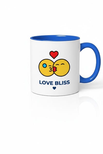 Liefde Bliss Emoji Kus Mok - Romantische Keramische Beker met Hart - Cadeau voor Koppels & Valentijnsdag