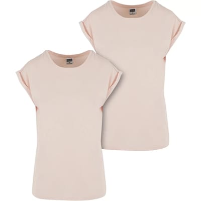 Urban Classics Damen Pre-Pack Ladies Extended Shoulder Tee 2-Pack PP771P Pink-L