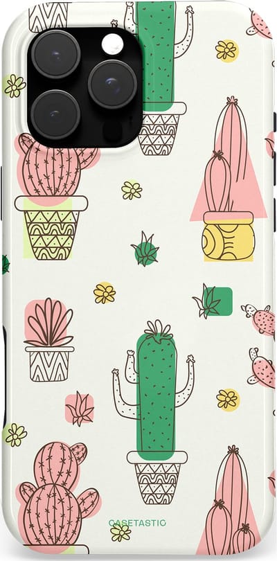 Casetastic Hoesje Geschikt voor Apple iPhone 16 Pro Max Magsafe - Stijlvolle Beschermende Duo-layer Case - Vrolijke cactus