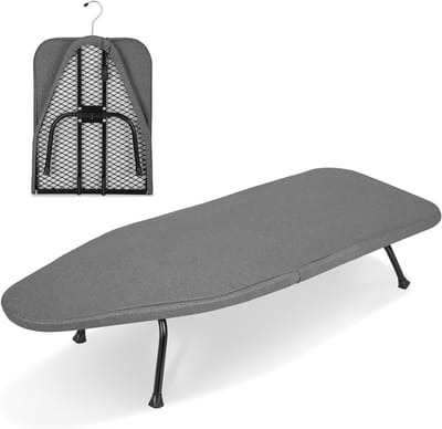 Vouwstrijkplank met hoogteverstelling, antislipvoeten en ruimtebesparend ontwerp - Grijs 81 x 32 x 16 cm, ideaal voor kleine ruimtes en efficiënt strijken