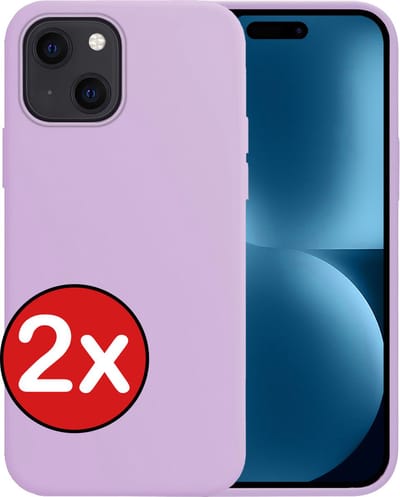 Hoesje - 2 Stuks - Geschikt voor Apple iPhone 15 - Sterk & Shockproof - Telefoonhoes - Back Cover - Case Siliconen - Telefoon Hoes - Lila