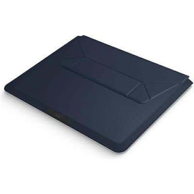 Uniq Oslo Laptop hoes 14 inch - Laptopsleeve met opvouwbare laptopstandaard - Navy Blue