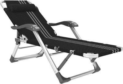 Ligstoel - Klapstoel Lounge - Ontspannen Buiten - 5 Verstelbare Posities - 178 x 67 cm - Geel Gestreept