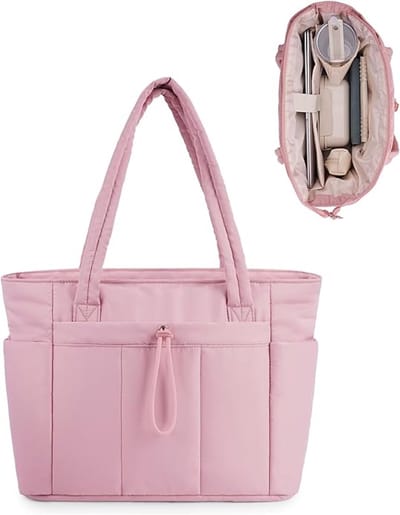 Tote Bag - Dames shopper - Voorzien van geïntegreerd laptopvak (15,6 inch) en geïsoleerd vak voor een waterfles - Ruime forenzentas voor kantoor, campus en op reis