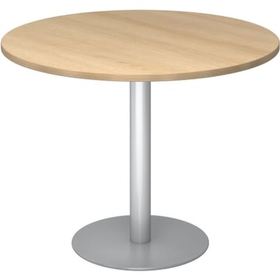 BISTRO F100R S - Systeem conferentietafel Eiken Zilver Ø 100