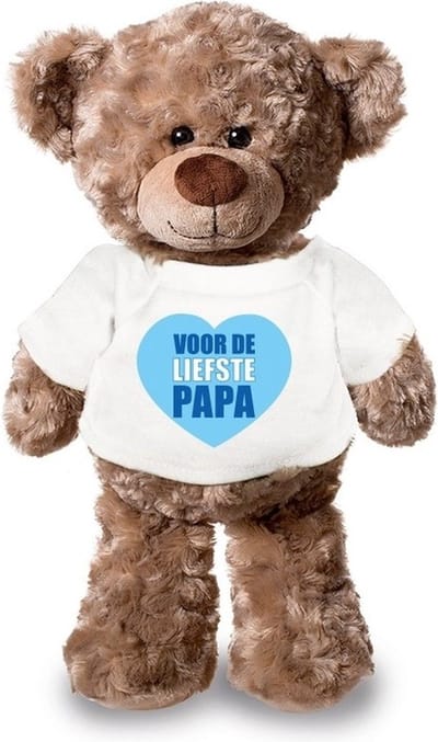 Knuffel teddybeer - liefste papa - 24 cm - pluche - met shirt - vaderdag