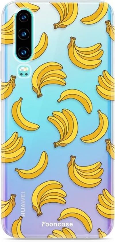 Fooncase Hoesje Geschikt voor Huawei P30 TPU - Soft Case Hoesje - Siliconen Shock Proof - Back Cover - Bananas / Banaan / Bananen