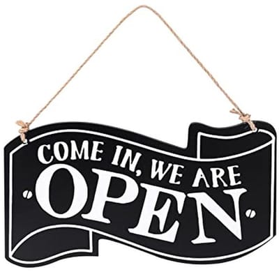 Houten Open Gesloten Bord 14 x 25 cm Dubbelzijdig Hangend Bord voor Winkels