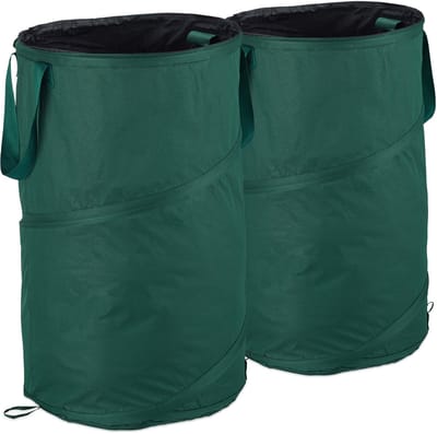 tuinzak pop up - set van 2 - 120 liter - handgrepen - Ø 44 cm - voor onkruid - groen