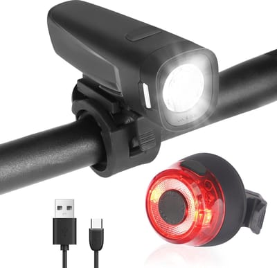 Fietslampenset voor Fiets - StVZO CE-goedgekeurd, IPX5 Waterdicht, USB Oplaadbare LED Verlichting voor Voor en Achter