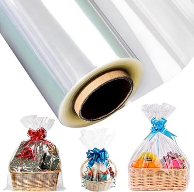 30 m transparante cadeaufolie, groot, verdikt, transparant cadeaupapierfolie, helder cellofaanrol, verpakkingspapier voor bloemen, als geschenkverpakking, 30 m x 43 cm x 2,5 ml