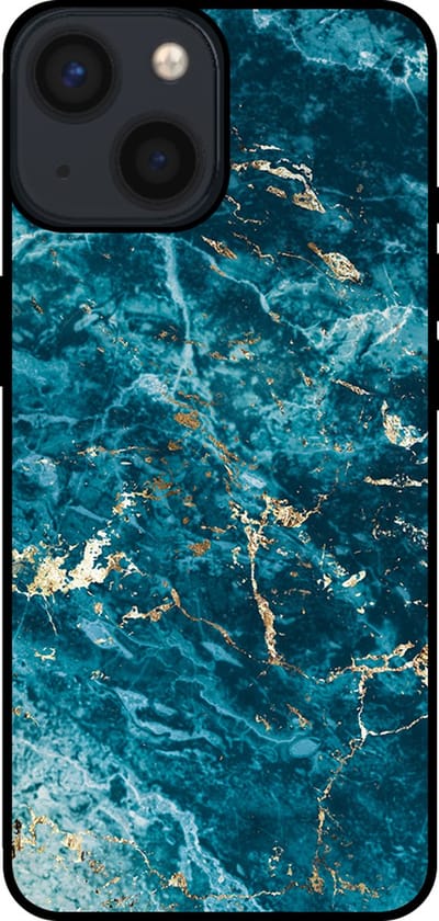 Smartphonica Telefoonhoesje voor iPhone 13 Mini met marmer opdruk - TPU backcover case marble design - Blauw geschikt voor iPhone 13 Mini