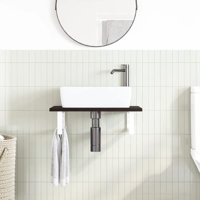vidaXL - Badkamer - wandschap - staal - en - massief - eikenhout