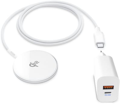 Draadloze Oplader met Qi 2.0 - Magnetisch - Geschikt voor MagSafe en Apple iPhone 16 t/m 12 Pro Max - Incl. Snellader 35w