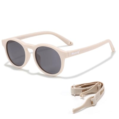 Maesy Baby Zonnebril Bowi - 1 t/m 3 jaar - Elastiek - Flexibel - UV400 Bescherming - Zonnebril Kind - Beige Ecru
