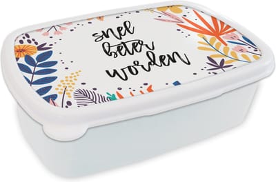 Broodtrommel Wit - Lunchbox - Brooddoos - Beterschap - Quotes - Plant - 18x12x6 cm - Volwassenen
