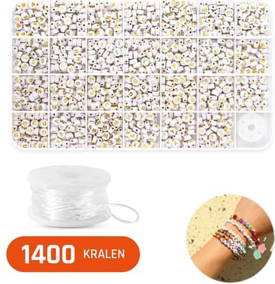 1400 Stuks - Letterkralen voor Sieraden maken - Alfabet kralen - Sieraden Maken - Kralenketting - 7 mm - LOUZIR