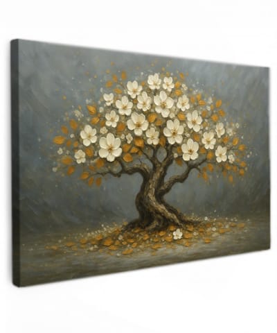 Canvas schilderij - Koperbloesem Bonsai - 120x80 cm - Moderne kunst - Huis decoratie woonkamer - Keuken muur schilderijen - Wanddecoratie accessoires - Kamer interieur - Natuur Schilderij