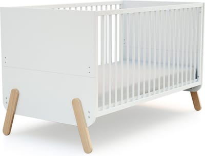AT4 - Omvormbaar kinderbed PIRATE in hout Wit en Beuken 70 x 140 cm