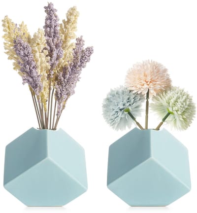 Vaas voor pampasgras - vazen set witte bloemenvazen als moderne woonkamer boho decoratie, vaas wit mat, woningdecoratie ook voor droogbloemen, kantoor, vensterbank decoratie (blauw)