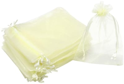 Fako Bijoux - 20 Organza Zakjes - 10x15cm - Feestzakjes - Snoepzakjes - Cadeauzakjes - Uitdeelzakjes - Sieradenzakjes - Ivoor - 10x15 cm - 20 Stuks